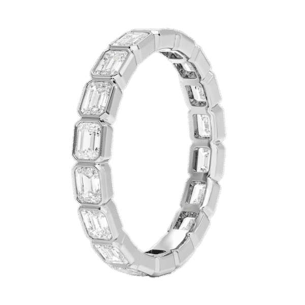 vertical emerald cut bezel lab grown diamond eternity band stackable wedding ring 2