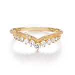 winged mini crown v shaped lab grown diamond ring gold stackable wedding band 1