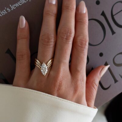 marquise cut lab grown diamond engagement ring for women, asymmetrical gold band solitaire ring, stacking minimalist bridal promise ring, elongated marquise diamond look, wedding anniversary fine jewelry gift