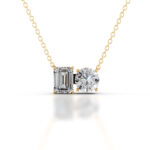 sloane emerald & round toi et moi necklace lab grown diamond pendant