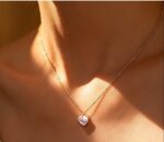 bezel set heart shaped diamond pendant necklace | double sided design
