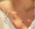 bezel set heart shaped diamond pendant necklace | double sided design