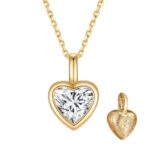 bezel set heart shaped diamond pendant necklace | double sided design