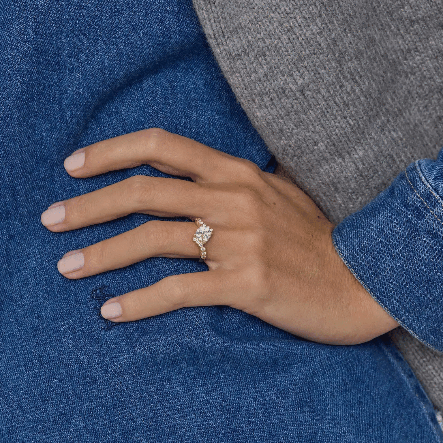 bubble twist radiant lab grown diamond engagement ring (2)