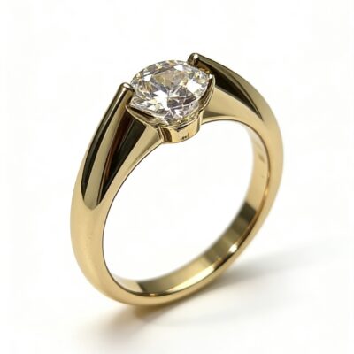 dancing diamond ring – minimal floating lab grown diamond solitaire