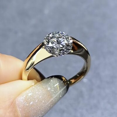 dancing diamond ring in 18k gold – minimal floating lab grown diamond solitaire