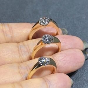 dancing diamond ring in 18k gold – minimal floating lab grown diamond solitaire