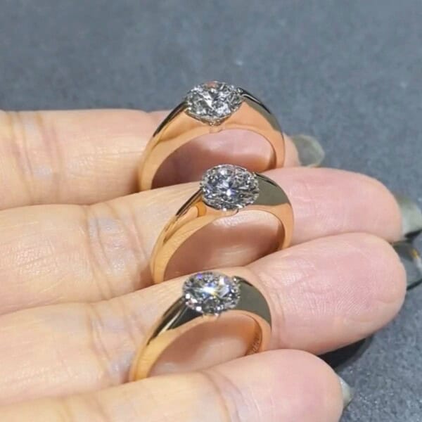 dancing diamond ring in 18k gold – minimal floating lab grown diamond solitaire