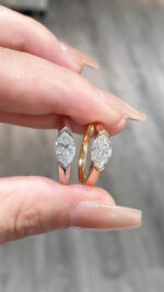 minimalist marquise lab grown diamond pinky ring