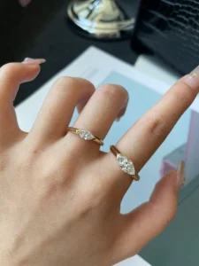 minimalist marquise lab grown diamond pinky ring