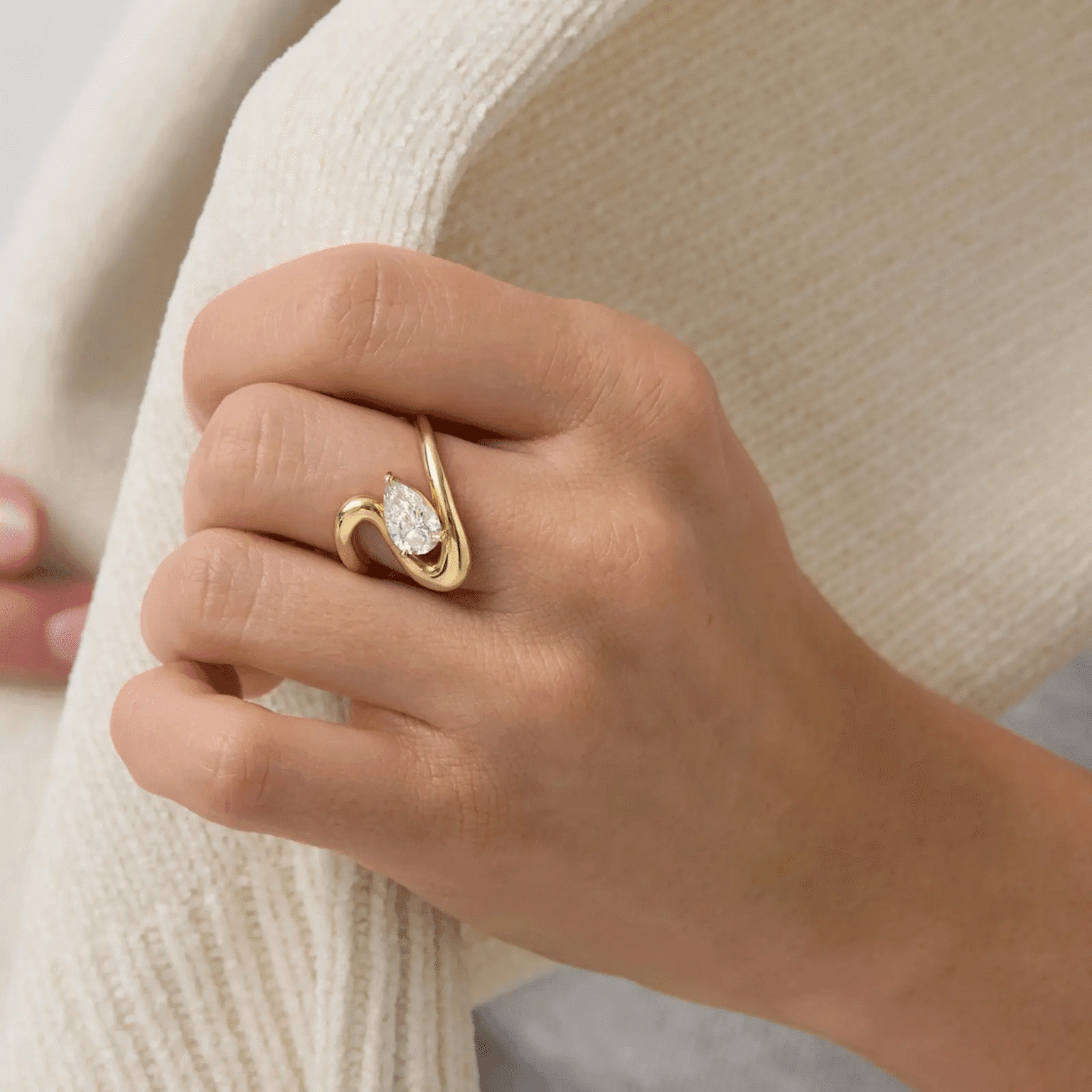 infinity twist pear lab grown diamond engagement ring (2)