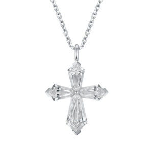invisible set cross lab grown diamond pendant necklace