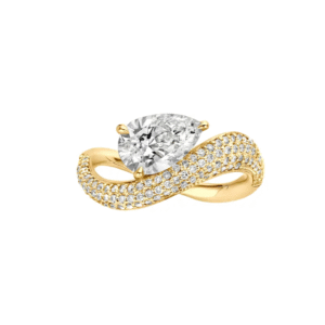 luxury pear cut lab grown diamond ring with pavé band (1)
