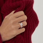 luxury pear cut lab grown diamond ring with pavé band (3)