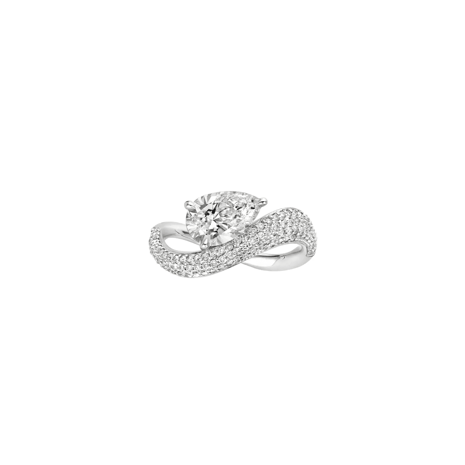 luxury pear cut lab grown diamond ring with pavé band (5)