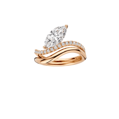 marquise lab grown diamond ring with curved pavé gold band (3)
