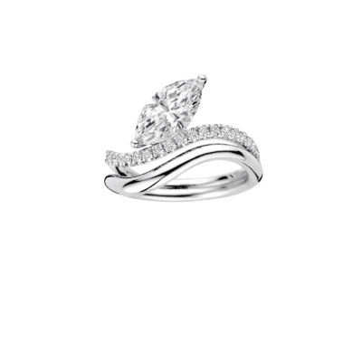 marquise lab grown diamond ring with curved pavé gold band (4)