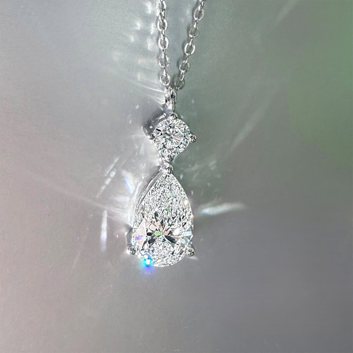 prongless floating diamond bubble pendant necklace solitaire diamond necklace (copy)