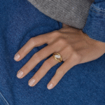 modern marquise lab grown diamond ring with sculptural gold band