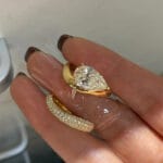 pinky ring infinity twist pear lab grown diamond engagement ring