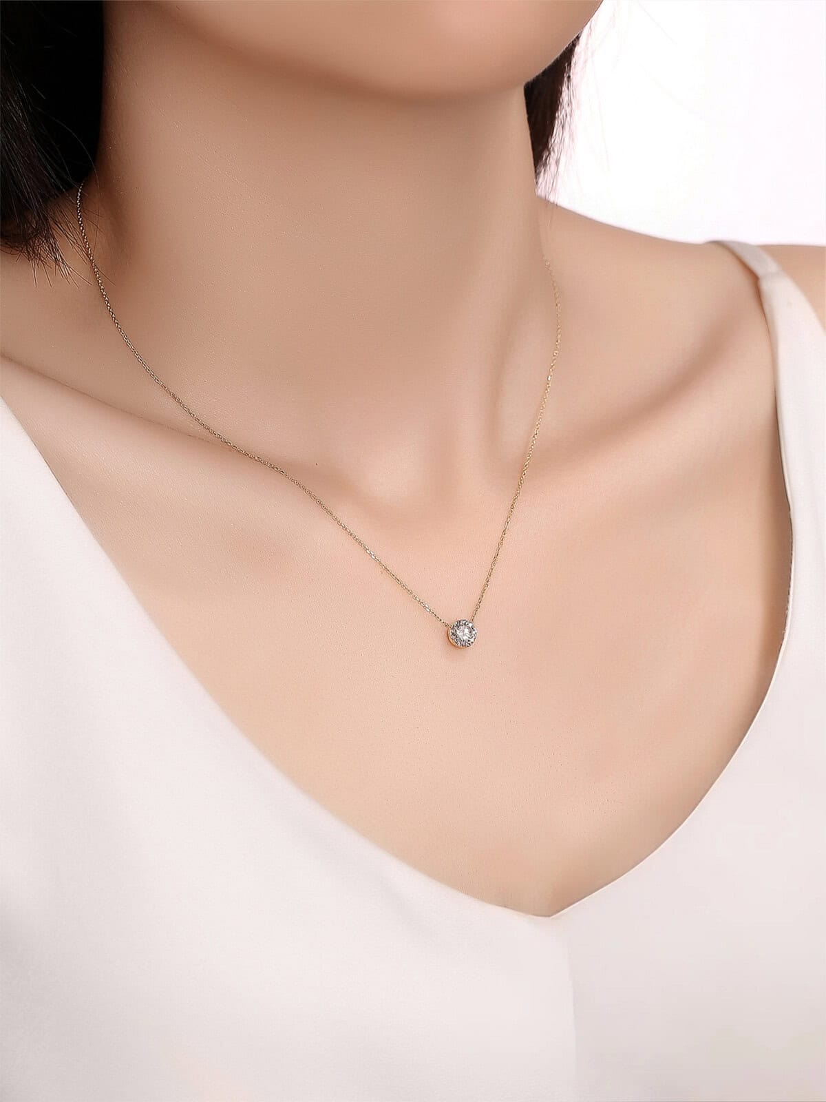 prongless floating diamond bubble pendant necklace solitaire diamond necklace