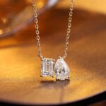 toi et moi necklace pear&emerald cut lab grown diamond necklace