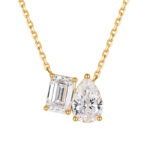 toi et moi necklace pear&emerald cut lab grown diamond necklace