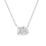 toi et moi necklace pear&emerald cut lab grown diamond necklace
