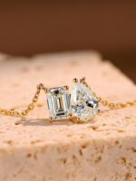 toi et moi necklace pear&emerald cut lab grown diamond necklace