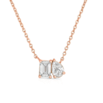 toi et moi necklace pear&emerald cut lab grown diamond necklace