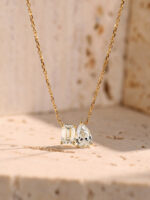 toi et moi necklace pear&emerald cut lab grown diamond necklace