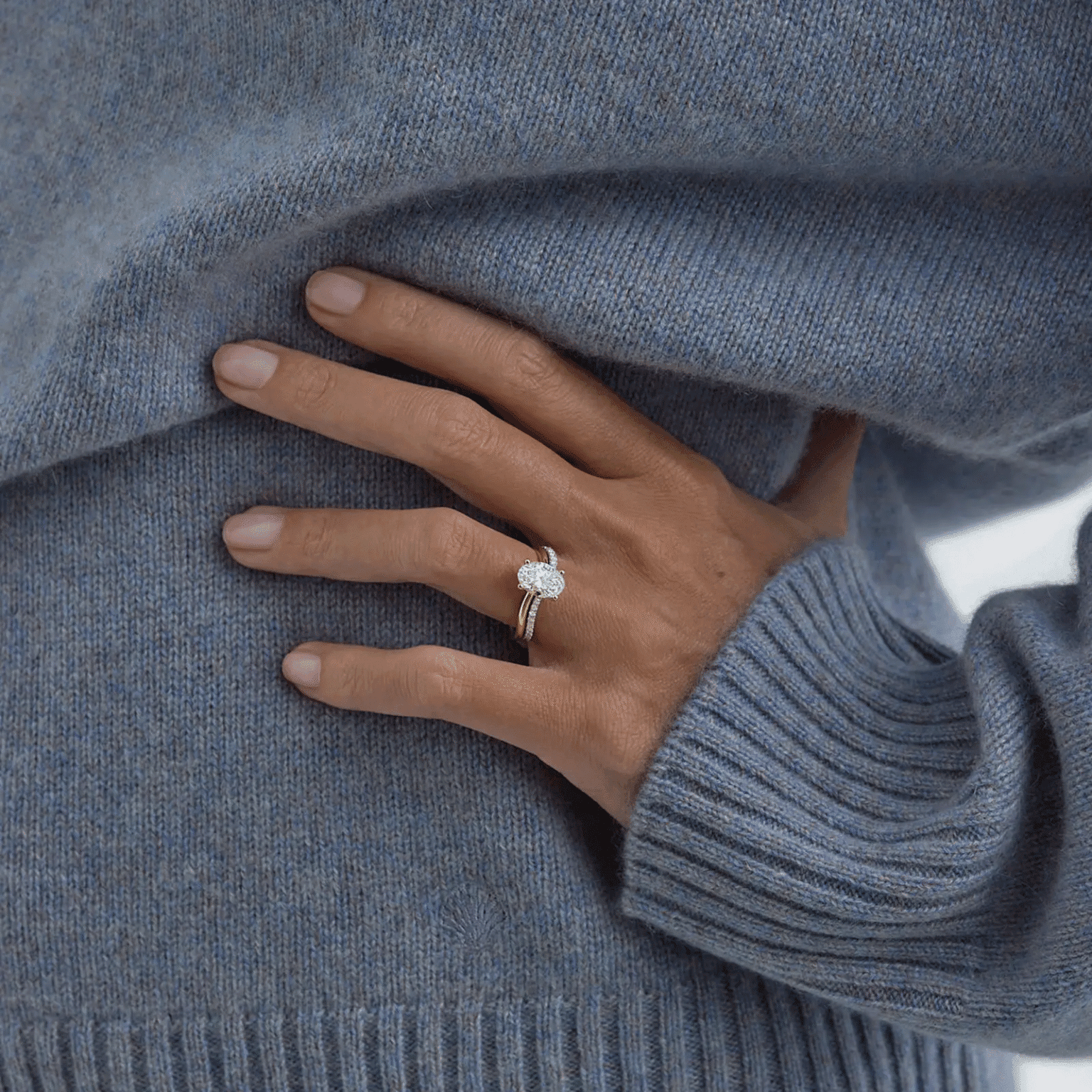 twist shank oval lab grown diamond engagement ring (3)