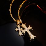 vintage cross pendant necklace set | couple street style rope chain