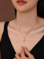 vintage cross pendant necklace set | couple street style rope chain