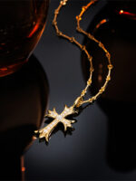 vintage cross pendant necklace set | couple street style rope chain