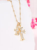 vintage cross pendant necklace set | couple street style rope chain