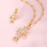 vintage cross pendant necklace set | couple street style rope chain