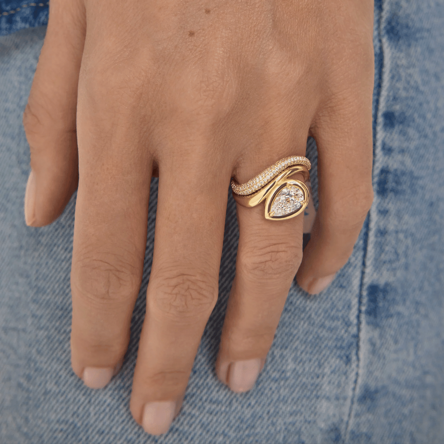 wave half eternity lab grown diamond band ring (3)