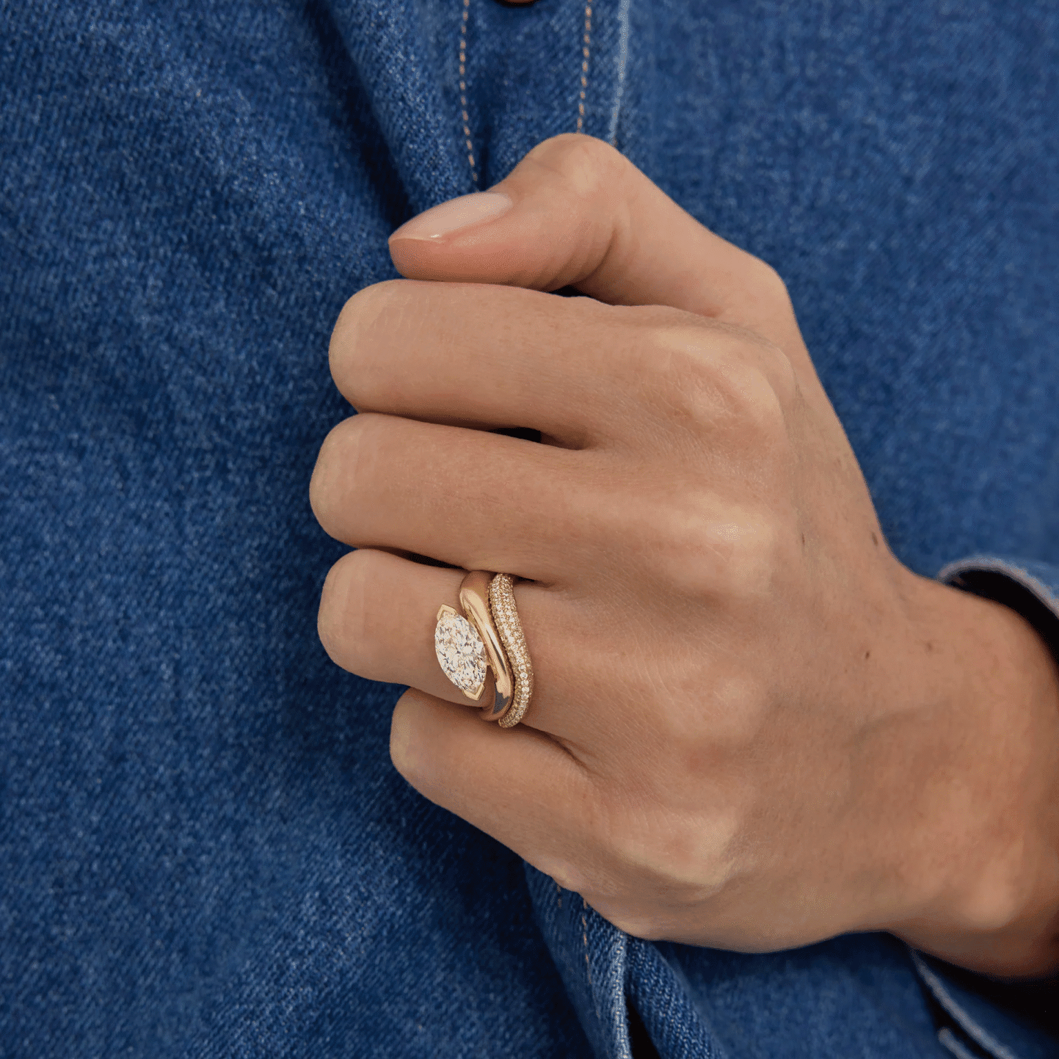 wave half eternity lab grown diamond band ring (4)