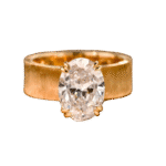 4ct oval old money style lab grown diamond ring brushed gold wide band