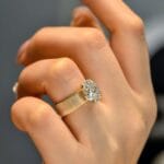 4ct oval old money style lab grown diamond ring brushed gold wide band