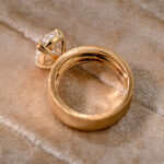 4ct oval old money style lab grown diamond ring brushed gold wide band