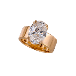 4ct oval old money style lab grown diamond ring high polish gold wide band