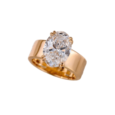 4ct oval old money style lab grown diamond ring high polish gold wide band