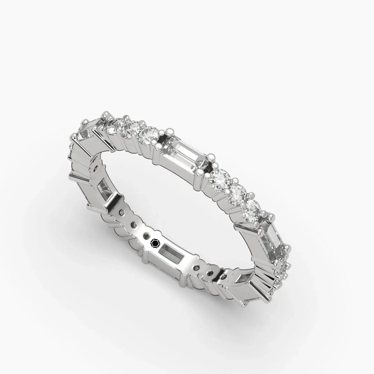 1ctw round baguette wedding ring