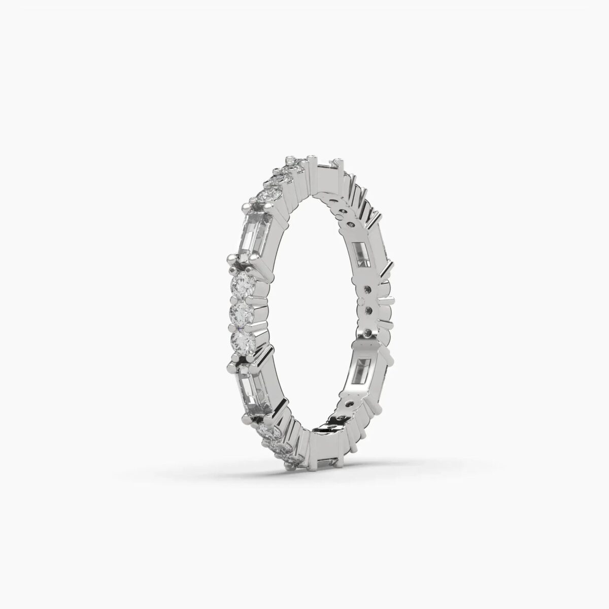 1ctw round baguette wedding ring