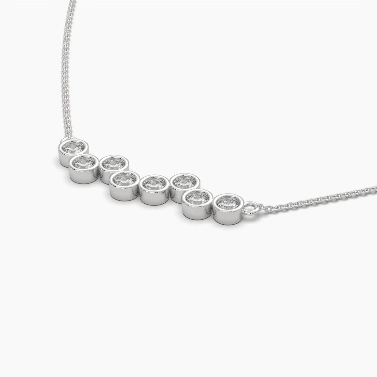 round lab grown diamond bubble bezel pendant necklace