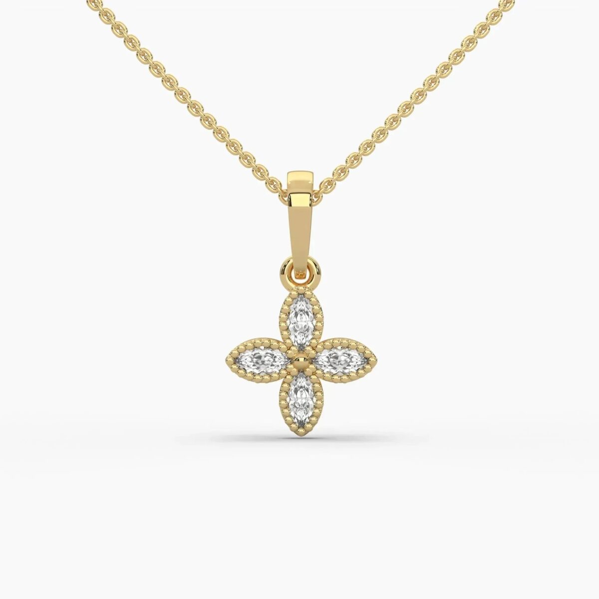 0.25ctw marquise lab grown diamond pendant necklace | 14k gold