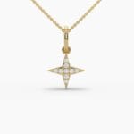 round star pendant necklace: fashionable 14k gold & diamond