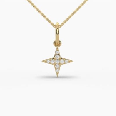round star pendant necklace: fashionable 14k gold & diamond